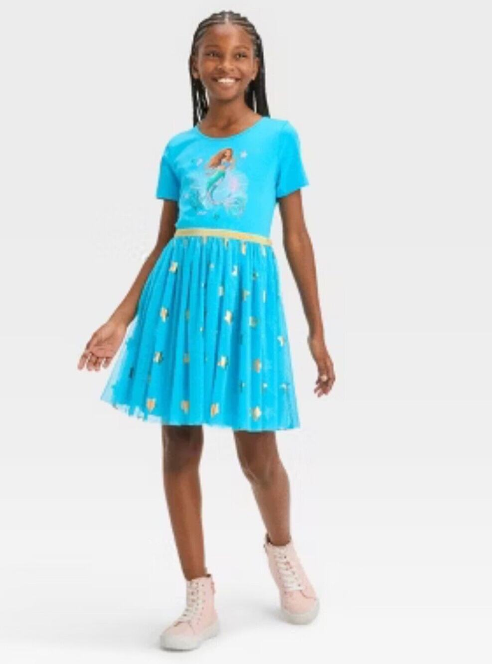 Disney Girls The Little Mermaid Ariel TutuDress - Teal Blue Xl New